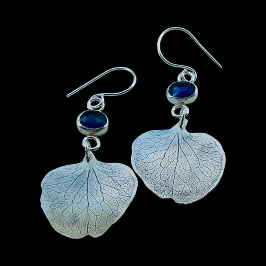 handmade, sterling silver, sapphire earrings