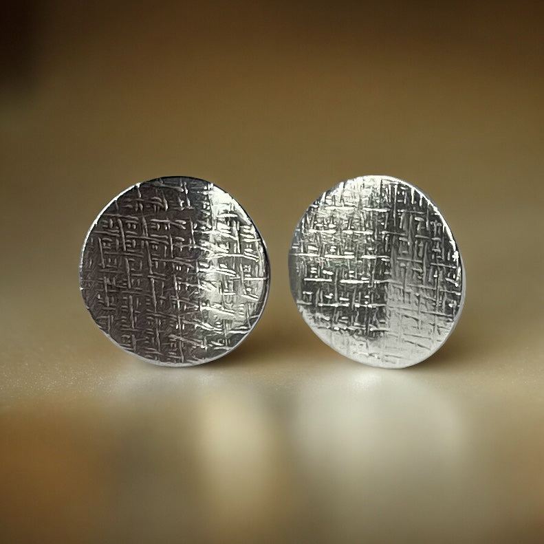 Curved Texture Sterling Silver Earrings