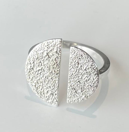 handmade sterling silver split moon ring