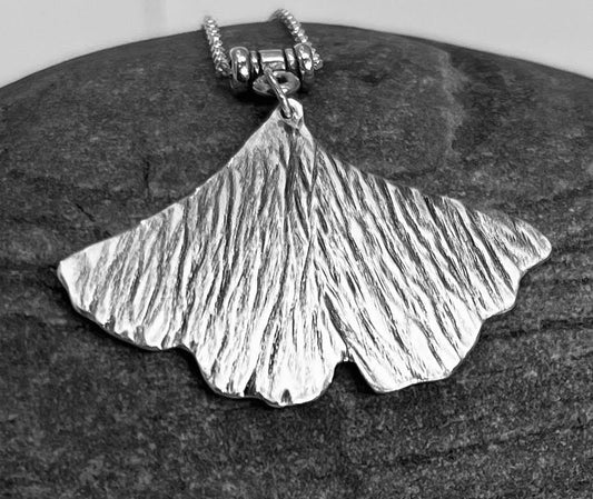 sterling silver handmade ginkgo leaf