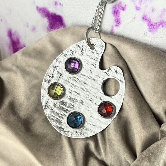 Sterling Silver Painters Palette Necklace