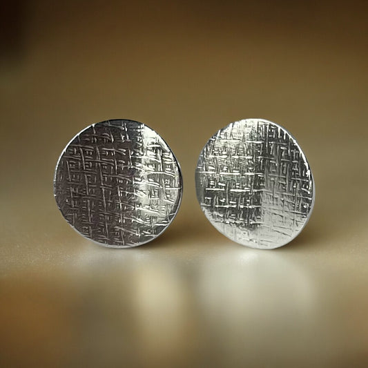 Curved Texture Sterling Silver Earrings