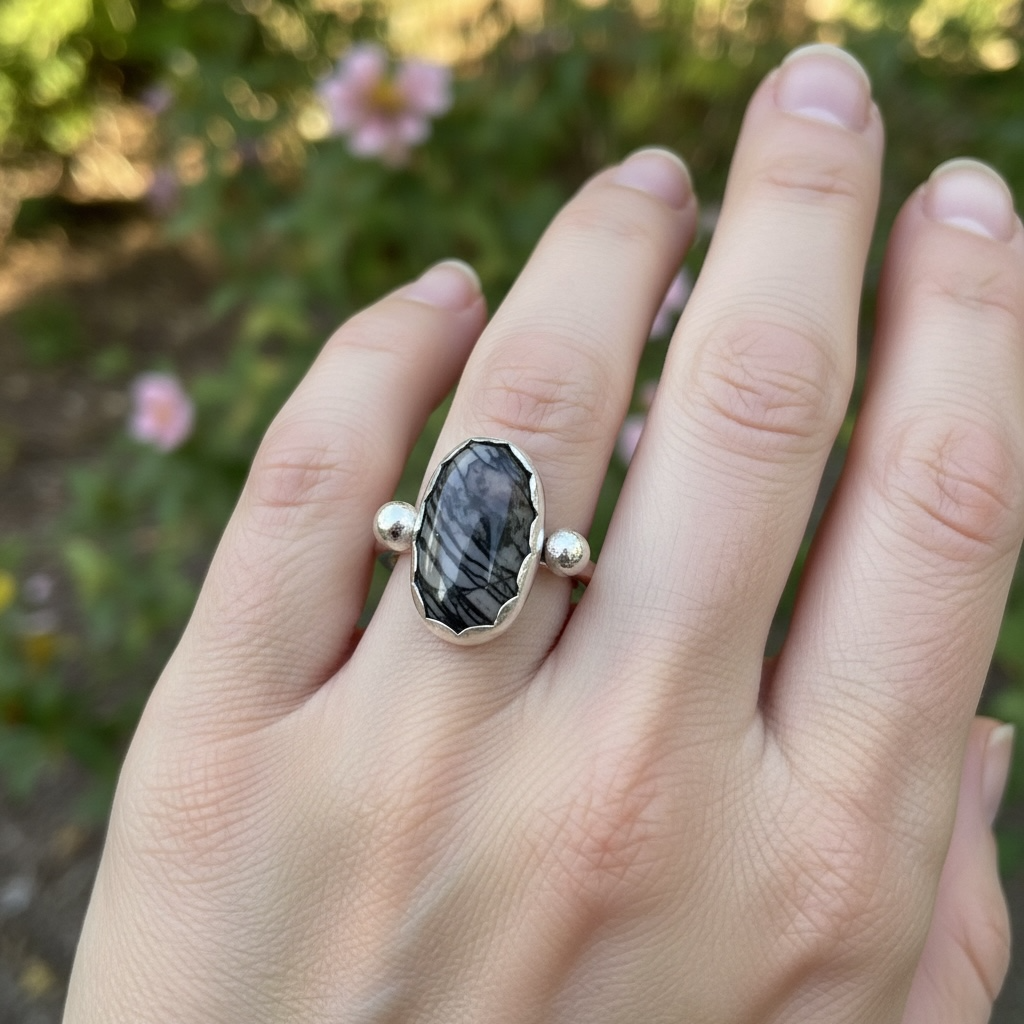 Meshwork Jasper Ring